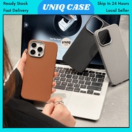 IPH 11 12 13 14 15 16 17 Pro Max Plus matte plain leather hard phone case casing cover 手机壳