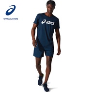 ASICS Men SILVER ASICS Short Sleeve Tee in French Blue/Brilliant White