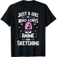 Anime And Sketching Just A Who Loves Anime Tee T-Shirt Retro Style 70s 80s 90s Graphic t-shirt