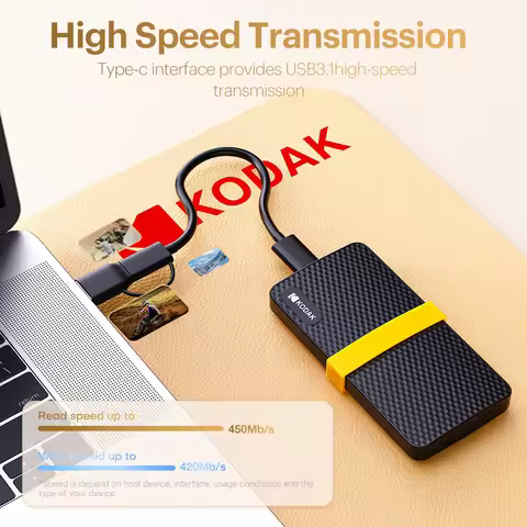 KODAK X200 Portable SSD 1TB 512GB 256GB USB 3.1 Type-C 450MB/s External Solid State Drive for PS4 La