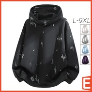 [L-9XL] Plus Size Hoodie Men Casual Loose Long Sleeve Hooded Print Tops with Pocket Spring Autumn St