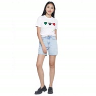 HIJAU MERAH T-shirt CDG PLAY 6 screen printing 3 Logo Heart Red Black Green Red Black Green