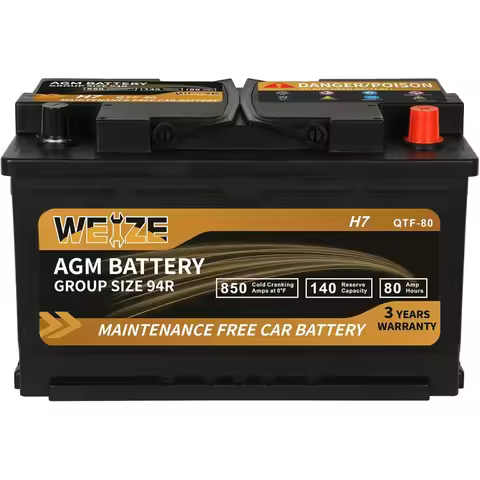 Weize Platinum AGM Battery BCI Group 94R - 12v 80ah H7 Size 94R Automotive Battery, 140RC, 850CCA, 3