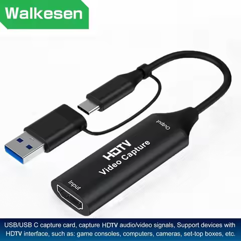 2 in 1 Video Capture Card USB 3.0 4K to USB 2.0 Type C 1080P Game Grabber Record For Live Streaming 