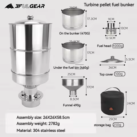 3F UL GEAR Outdoor Portable Tent Stove Accessories 304 Stainless Steel Granular Fuel Bunker Camping 