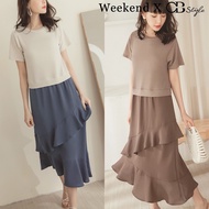 SG LOCAL WEEKEND X OB DESIGN CASUAL WORK WOMEN CLOTHES SHORT SLEEVE RUFFLE HEM MIDI DRESS 2 COLORS S-XXXL SIZE PLUS