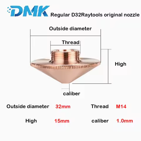 Raytools OEM Laser Cutting Nozzle D32 M14 H15 1.0-5.0mm Copper Nozzles For Laser Raytools Cut Head B