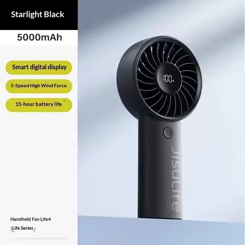 NEW JISULIFE Life4 Handheld Turbo Fan 3600mAh 100 Speed 15H Battery LED Display USB C for Travel Out
