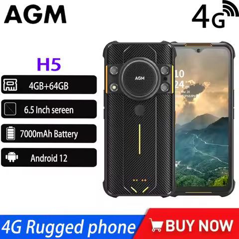 AGM H5 4G Rugged Smartphone 6.5inch 4+64GB 7000mAh IP68/IP69K Android12 Night Vision Phone 3.5W Loud