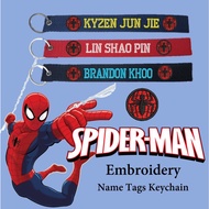Spiderman Kids Collection Custom Name Keychain Ring Strap School Bag Pencil Case Name Tag