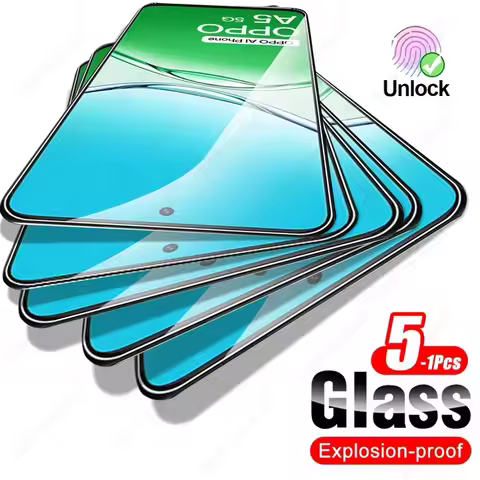 5-1Pcs 9H Clear Tempered Glass Screen Protector Case For Oppo A5 Pro A5m A5x 4G 5G Protective Glass 