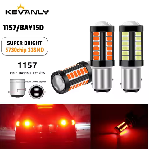 2x 1157 LED Brake Lights Bay15d P21/5W LED Stoplight 33SMD Motorcycle Brake Light Signal Lamp DRL LE