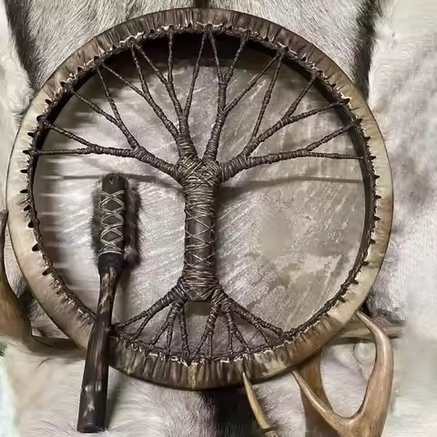 Shaman Drum Tree Of Life Siberian Drum, Spirit Music Handmade Shamanic Drum, Symbol Of The Siberian 