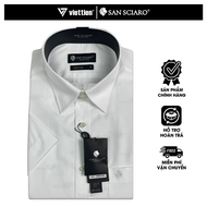 SAN SCIARO - Áo Sơ Mi Tay Ngắn Màu Trắng Trơn Form Regular Lai Bầu Quà Tặng Nam Việt Tiến Cao Cấp