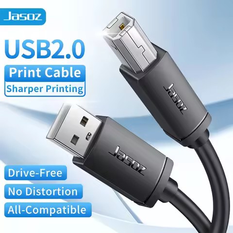 Jasoz USB Printer Cable High Speed USB 2.0 Type A to B Male Cable for Canon Epson HP Label Printer C