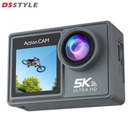 DSstyles กล้องแอคชั่นแคมเมรา5K 48MP 30FPS WiFi กันน้ำ30เมตรกล้องใต้น้ำ2นิ้ว1080P HD หน้าจอสัมผัสกล้องเพื่อการกีฬาสำหรับดำน้ำตื้นว่ายน้ำผจญภัย