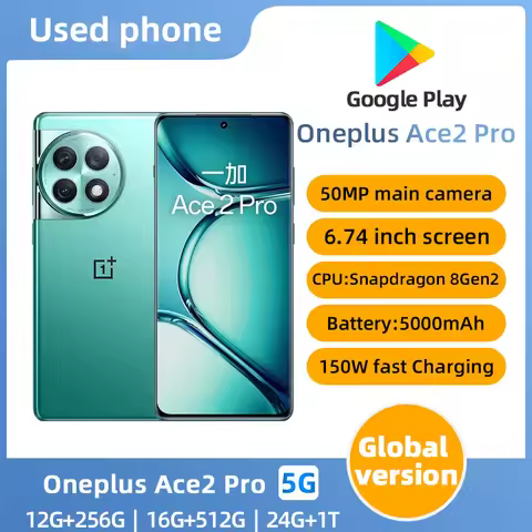 Original OnePlus Ace 2 Pro 5G Mobile Phone Snapdragon8 Gen 2 6.74inch 3D 5000mAh SuperVOOC Charge 50