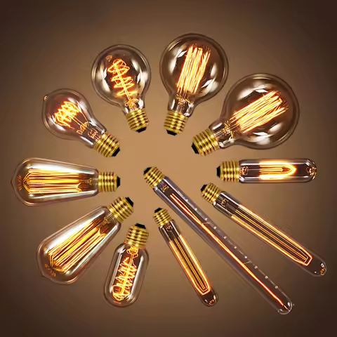 Edison Tungsten Filament Bulb t30-300 Straight Filament Retro With Iron Frame Industrial Style Long 