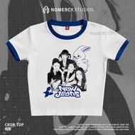 KATUN NORACY.STUDIOS - CROP TOP NEW JEANS BUNNIES LOGO RIB BLUE SPORTY SLIM FIT | ROCK MUSIC METAL B