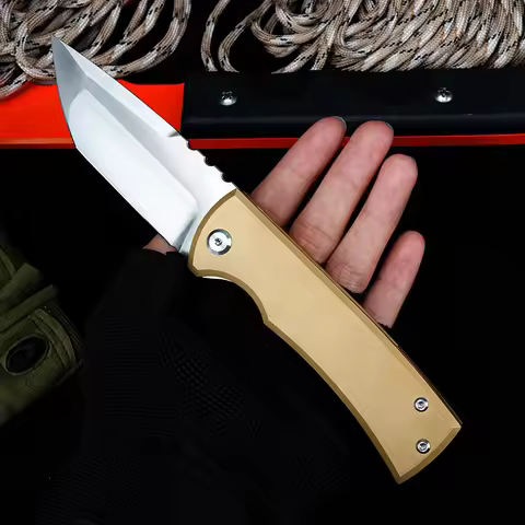 New Redeemer 229 Pocket Folding Knife M390 Steel Copper Handle EDC Outdoor Emergency Hunting Knife H