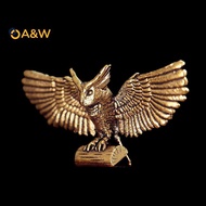 A&W 1Pcs Vintage Brass Animal Statue Antique Copper Flying Owl Figurines Home Decor Small Ornaments 