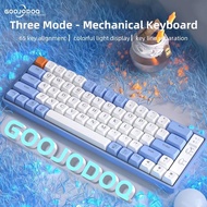 Goojodoq Wireless bluetooth Mechanical Keyboard Gaming Keyboard PBT Keycaps Hot Swappable 65Keys RGB Light for PC Laptop detachable cable