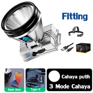 30 hari tanpa pengisian daya 1999000mah 300Watt senter kepala led cas tahan Senter Berkemah Headlamp