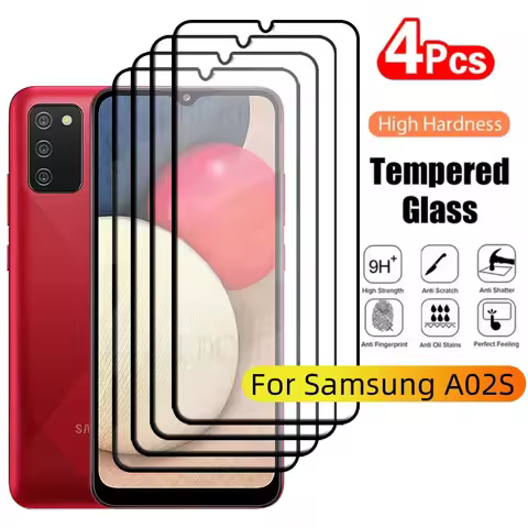 4/3/2/1Pcs For Samsung A02S Glass Samsung A02S Tempered Glass 9H Full Cover Glue 9H Phone Screen Pro