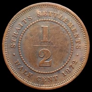 Koin Straits Settlements 1/2 Cent 1872