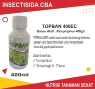 CBA Insektisida TOPBAN 400EC 400ml bahan aktif klorpirifos