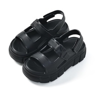 UTUNE wanita Sandal dua jalur Sandal kasual lembut tebal tunggal bukan Slip Flat Beach Shoes