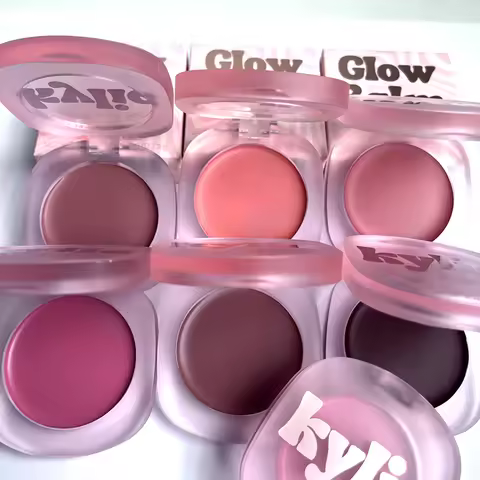 Kylie Hybrid Kissed Power Lip and Cheek Glow Balm Gloss Drip Cream Peach Pink Blusher Lasting Bright