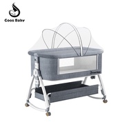 Coos Baby Cot Portable Bed Playpen Large Bed Side Door Katil Bayi Foldable Cradle 6 levels of