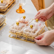 Light Luxury Plastic Fruit Plate Set Household Living Room Grid Dried Fruit Snack Plate Nut Grid Chi