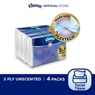 [Bundle of 4] Kleenex Facial Tissue Softpack 3ply Comfort Care - Our Softest, Strongest, Most Durabl