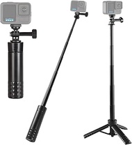 HSU 25 inches/64 cm Selfie Stick Tripod for Go Pro, Portable Selfie Stick Compatible with Osmo Actio