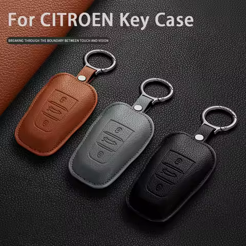 Leather Car Remote Key Case Shell For Citroen C4 C5 C6 C5 X C5 AIRCROSS Anti-Scratch Durable Protect