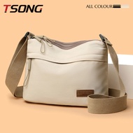 TSONG Women's cross-body new trendy canvas versatile shoulder bag Bag Bag na Cross - body para sa Ka