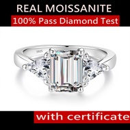 3ct Real Emerald Cut Moissanite Ring Pass Diamond Test GRA Certified D Color VVS1 3EX 925 Sterling S