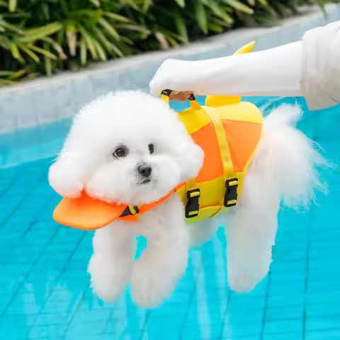 1PCS Small Dog New Pet Life Jacket, Pet Supplies, Dog Life Jacket, Outdoor Tail Swimming Jacket