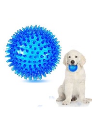 1入可持久使用的藍色tpr牙齦清潔吱吱聲狗玩具球,具有凸起和吱吱聲設計