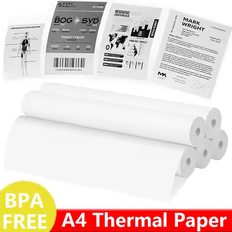 A4 Thermal Printer Papers 2/4/10 Rolls White Papers 210*30mm Compatible With A4 Portable Thermal Pri