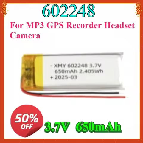 New3.7V 650mAh Lipo Polymer Lithium Rechargeable Battery 602248 For MP3 GPS Recorder Headset Camera