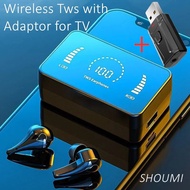 【Factory-direct】 Shoumi Tv Earbuds Tws Wireless Headset Bluetooth Headphones Waterproof Sport Earphone With Mic Usb Adaptor For Television Phones