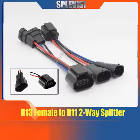 H13 Female to H9/H11/H8 Male Headlight 2 Way Splitter Harness Adapter Conversion Socket Wire Retrofi