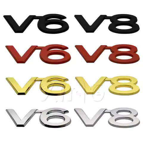 3D Metal V6 V8 Emblem Car Sticker for Toyota Reiz Land Cruiser Prado Rav4 Tundra, Trunk Lid Displace