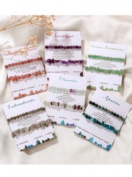 2Pcs Amethysts Bracelet Natural Stone Irregular Round Beads Bracelets For Women Men Hematite Garnet 