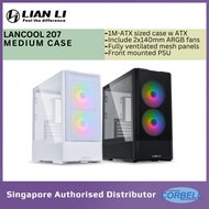 LIAN LI LANCOOL 207 RGB Medium Desktop Case Mesh Tempered Glass Incl 2x140 ARGB Fans (Black/White) [