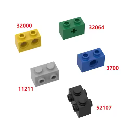 10pcs MOC 3700 52107 32064 32000 11211 1x2 With Hole Building Blocks Kit High-Tech Connector House B