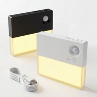 Smart Ultra-Thin Human Body Sensor Light Aisle Cabinet Bedroom USB Charging led Night Light Black Wh